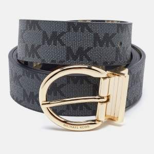 Michael Kors Multicolor Signature Coated Canvas Leopard Printed Reversible Buckle Belt 105CM