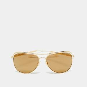 Pre Owned Michael Kors Gold/White MK 1012 Viviana Aviator Sunglasses
