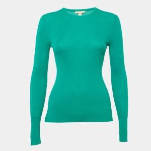 Michael Kors Collection Green Rib Knit Cashmere Sweater S