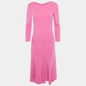 Pre Owned Michael Kors Collection Peony Pink Wool Midi Dress S