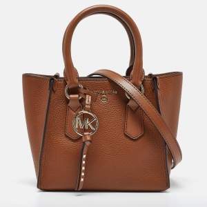 Pre Owned Michael Kors Brown Leather Small Kris Tote