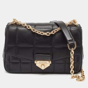 Pre Owned Michael Kors Black Quilted Leather Large Soho Chain Shoulder Bag