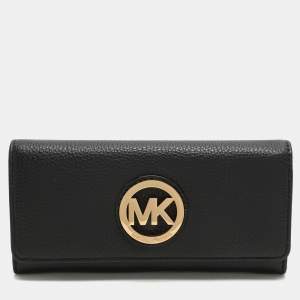 Michael Kors Black Leather Fulton Continental Wallet