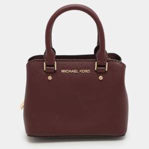 Pre Owned Michael Kors Burgundy Leather XS Savannah Satchel