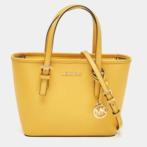 MICHAEL Michael Kors Yellow Saffiano Leather Extra-Small Jet Set Travel Tote