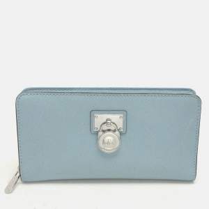 Michael Kors Blue Leather Zip Around Wallet