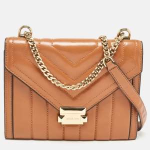 Michael Kors Brown Quilted Leather Large Whitney Shoulder Bag