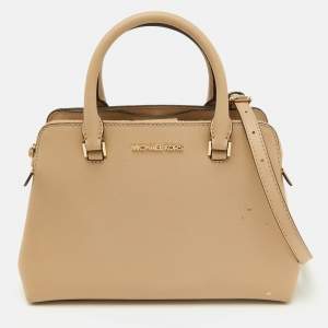 Michael Kors Beige Leather Small Idina Satchel