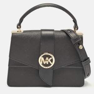 Pre Owned Michael Kors Black Leather Small Greenwich Shoulder Bag