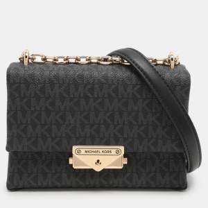 Michael Kors Dark Grey Coated Canvas Cece Shoulder Bags