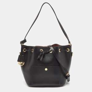 Michael Kors Black Leather Greenwich Bucket Bag
