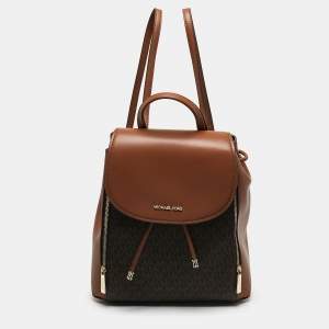 Michael Kors Brown Signature Coated Canvas and Leather Medium Phoebe Backpack