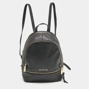 Michael Kors Black Leather Small Rhea Backpack