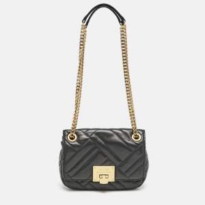 Michael Kors Black Quilted Leather Small Vivianne Flap Shoulder Bag