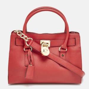 Michael Kors Red Leather Hamilton North South Tote