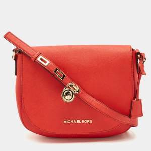 Michael Kors Red Leather Hamilton Messenger Bag