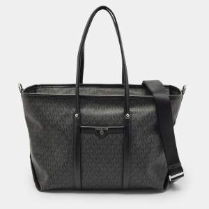 Michael Kors Black Signature Coated Canvas Large Beck Tote