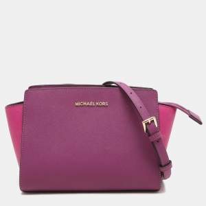 Michael Kors Purple/Pink Leather Small Selma Crossbody Bag