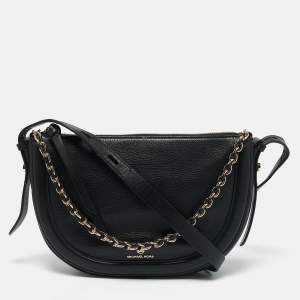 Michael Kors Black Leather Medium Jagger Shoulder Bag