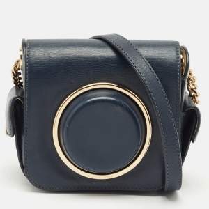 Michael Kors Navy Blue Leather Scout Camera Crossbody Bag