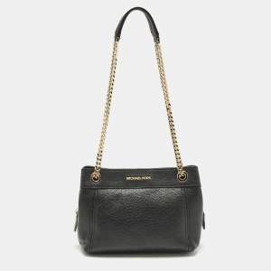 Michael Kors Black Leather Jet Set Chain Shoulder Bag