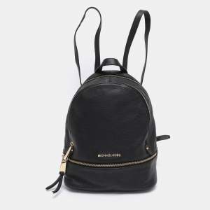 Pre Owned Michael Kors Black Leather Small Rhea Backpack