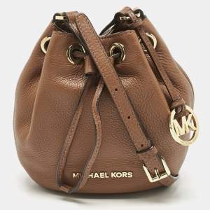 Pre Owned Michael Kors Brown Leather Jules Drawstring Bucket Bag