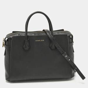 Michael Kors Black Leather Large Mercer Belted Satchel