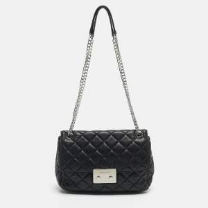 Pre Owned Micheal Kors Black Quilted Leather Large Sloan Shoulder Bag