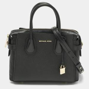 Pre Owned Michael Kors Black Leather Small Belted Mercer Satchel