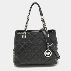Pre Owned Michael Kors Black Quilted Leather Susannah Tote