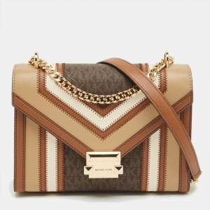 Pre Owned Michael Kors Multicolor Signature Coated Canvas and Faux Leather Large Whitney Shoulder Bag