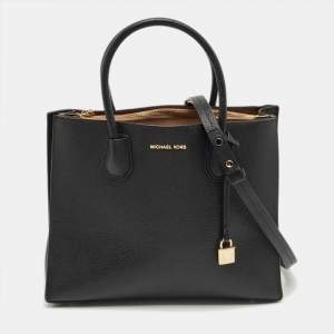 Pre Owned Michael Kors Black Leather Large Mercer Tote