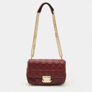 Pre Owned Michael Kors Burgundy Quilted Leather Small Sloan Shoulder Bag
