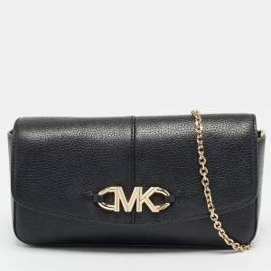 Pre Owned حقيبة كلتش مايكل كورس سلسلة إزي جلد أسود كبيرة