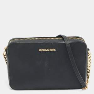 مملوكة مسبقًا Michael Kors Jet Set Black Saffiano Leather Crossbody Bag