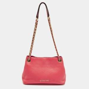 مملوكة مسبقًا Michael Kors Jet Set Chain Coral Pink Leather Shoulder Bag