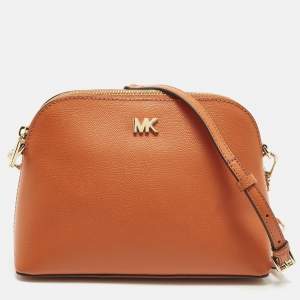 Pre Owned Michael Kors Dome Orange Leather Crossbody Bag