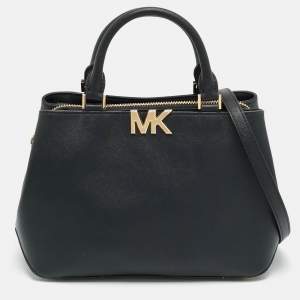 Pre Owned Michael Kors Florence Medium Black Saffiano Leather Satchel