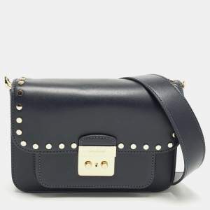 مملوكة مسبقًا Michael Kors Sloan Editor Navy Blue Leather Shoulder Bag