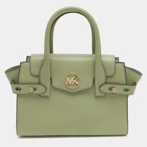Pre Owned Michael Kors Carmen Green Leather Satchel