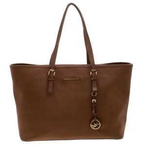 مملوكة مسبقًا Michael Kors Brown Leather Jet Set Travel Tote