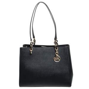 Pre Owned Michael Kors Black Leather Sofia Tote