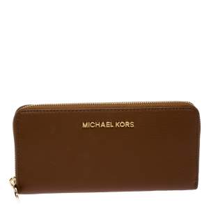 Pre Owned Michael Kors Brown Leather Bedford Continental Wallet