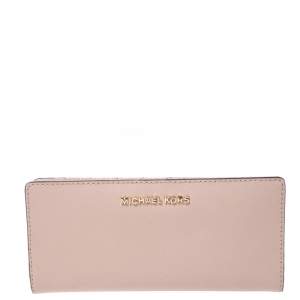 Pre Owned Michael Kors Pink Leather Card Case Wallet