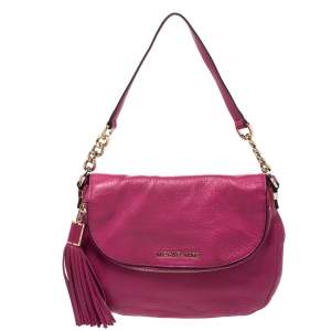 Pre Owned Michael Michael Kors Fuchsia Leather Bedford Crossbody Bag