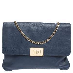 MICHAEL Michael Kors Blue Leather Turnlock Chain Clutch
