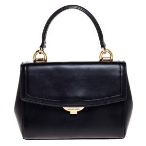 Pre Owned Michael Kors Black Leather Ava Top Handle Bag