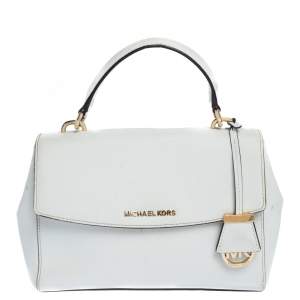 Pre Owned Michael Kors White Leather Small Ava Top Handle Bags