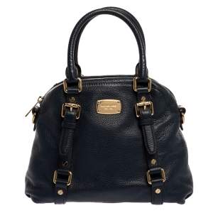 Pre Owned Michael Michael Kors Dark Blue Leather Bedford Satchel
